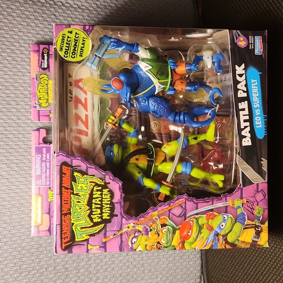 Teenage Mutant Ninja Turtles Mutant Mayhem Battle Pack Leonardo and Superfly New - Picture 1 of 3